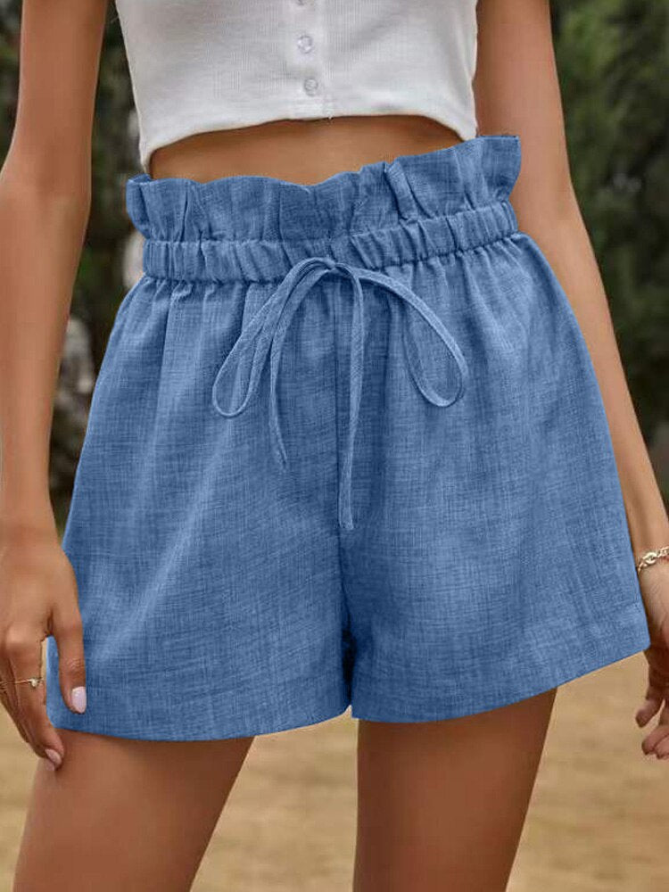 Cotton Linen Shorts High Waist Beach Short Pants - Horizon Bliss