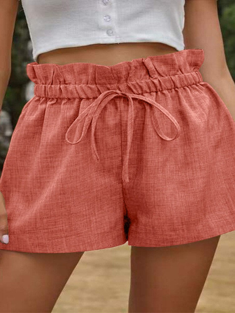 Cotton Linen Shorts High Waist Beach Short Pants - Horizon Bliss