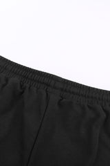 Summer Women Black Tie Waist Side Pockets Cuffed Lounge Shorts - Horizon Bliss