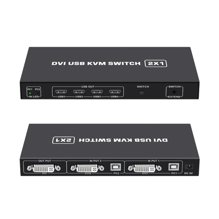 4K DVI USB KVM Switch DVI 2 In 1 Out Adapter Two Computer Shared - Horizon Bliss