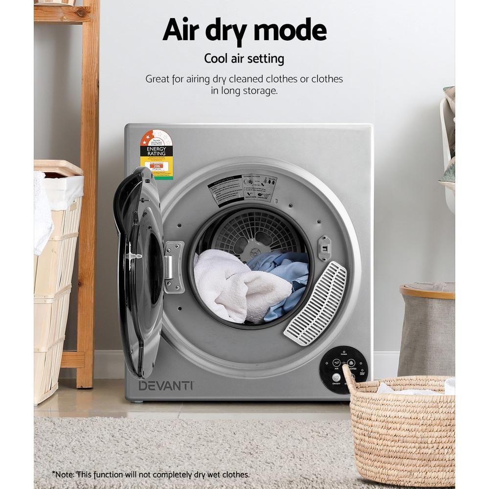 Devanti 5kg Vented Tumble Dryer - Silver - Horizon Bliss