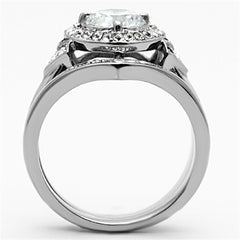 TK1087 - High polished (no plating) Stainless Steel Ring with AAA