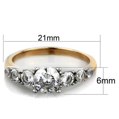 TK1794 - Two-Tone IP Rose Gold Stainless Steel Ring with AAA Grade CZ