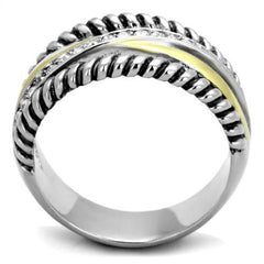 TK1825 - Two-Tone IP Gold (Ion Plating) Stainless Steel Ring with Top