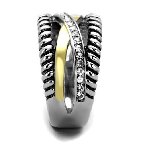 TK1825 - Two-Tone IP Gold (Ion Plating) Stainless Steel Ring with Top