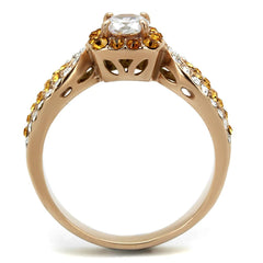 TK2250 - IP Rose Gold(Ion Plating) Stainless Steel Ring with AAA Grade