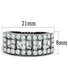 TK2866 - High polished (no plating) Stainless Steel Ring with AAA