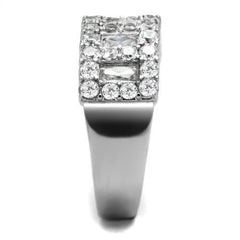 TK2866 - High polished (no plating) Stainless Steel Ring with AAA