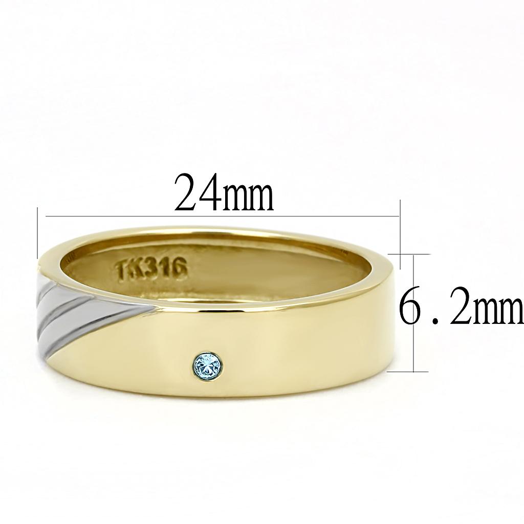 TK3267 - Two-Tone IP Gold (Ion Plating) Stainless Steel Ring with Top