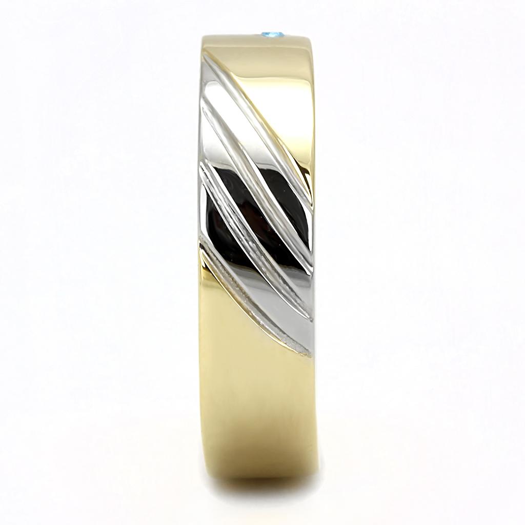 TK3267 - Two-Tone IP Gold (Ion Plating) Stainless Steel Ring with Top