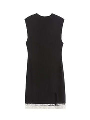 Sleeveless Pearl Knit Short Dress - Horizon Bliss