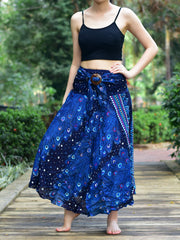 Bohotusk Blue Peacock Long Skirt With Coconut Buckle (& Strapless - Horizon Bliss