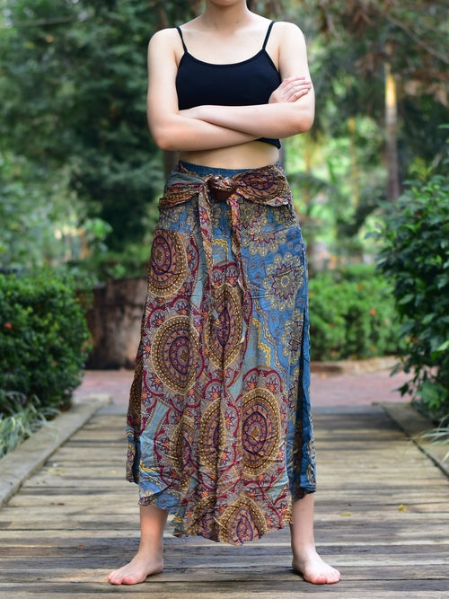 Bohotusk Grey Solar Circle Long Skirt With Coconut Buckle (& Strapless - Horizon Bliss