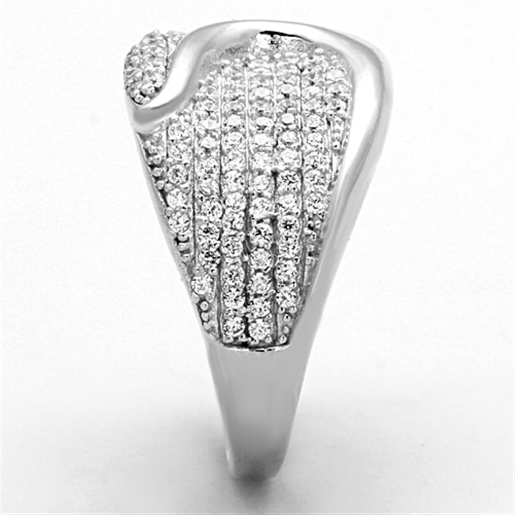 TS148 - Rhodium 925 Sterling Silver Ring with AAA Grade CZ  in Clear