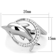 TS343 - Rhodium 925 Sterling Silver Ring with AAA Grade CZ  in Clear