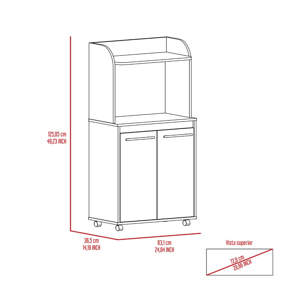 Kitchen Cart Totti, Double Door Cabinet, One Open Shelf, Two Interior - Horizon Bliss