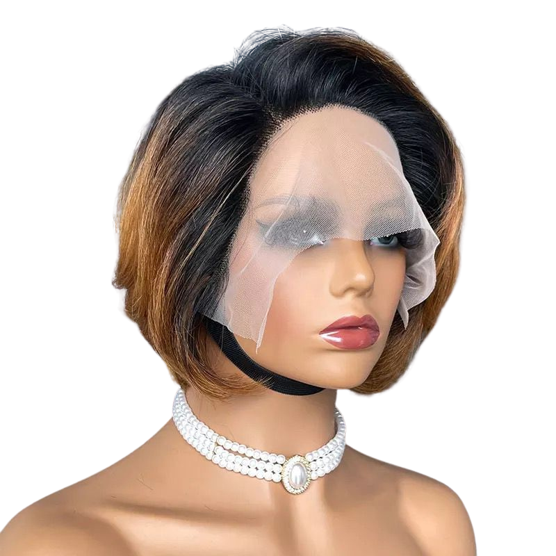 Ombre Short Bob Pixie Cut 13x4x1 T Lace Front Straight Human Hair Wigs - Horizon Bliss