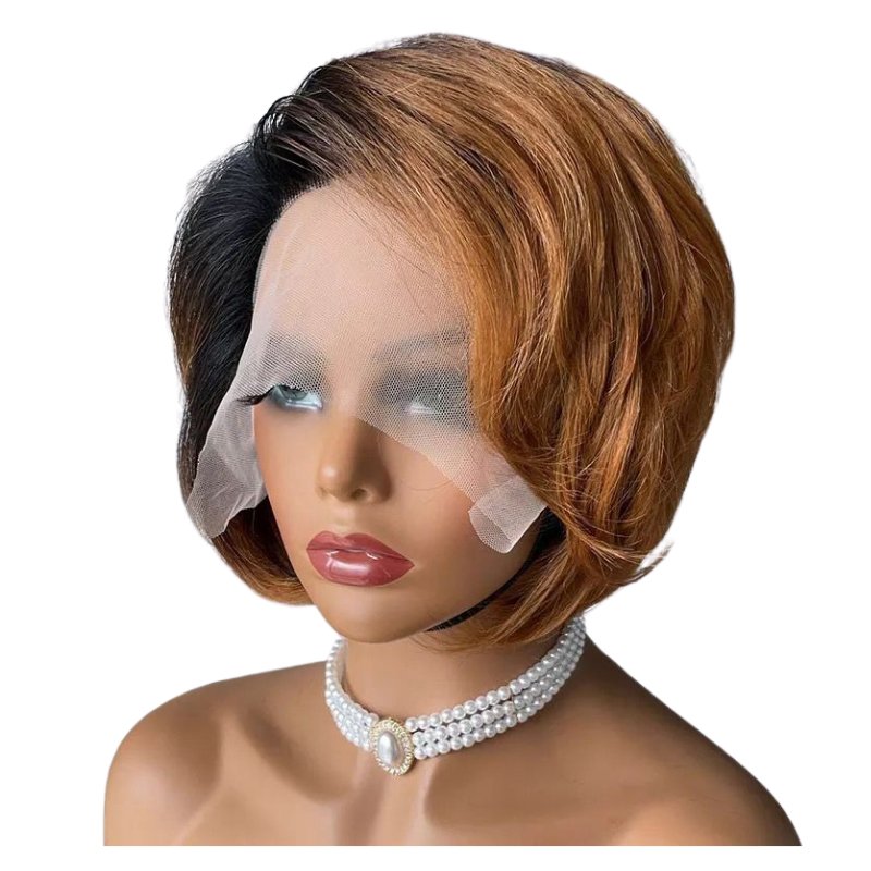 Ombre Short Bob Pixie Cut 13x4x1 T Lace Front Straight Human Hair Wigs - Horizon Bliss