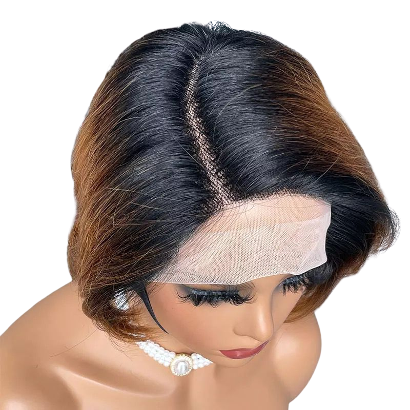 Ombre Short Bob Pixie Cut 13x4x1 T Lace Front Straight Human Hair Wigs - Horizon Bliss