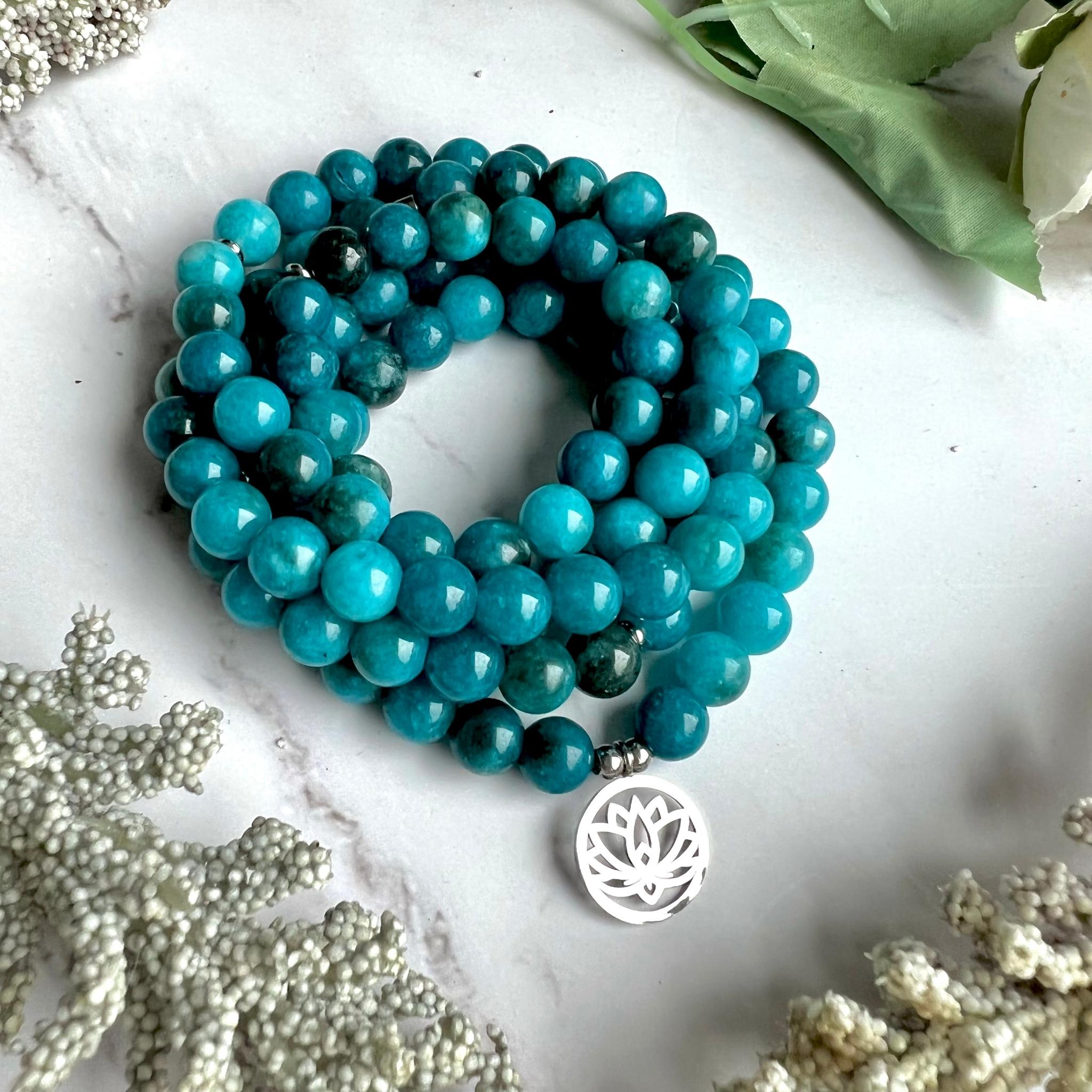 Bracelet Mala "Révélation" de 108 perles en Apatite - Horizon Bliss