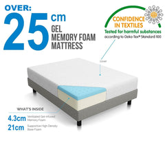 Palermo Single 25cm Gel Memory Foam Mattress - Dual-Layered - - Horizon Bliss