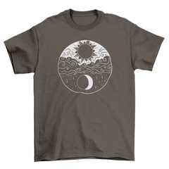 Artistic sun and moon t-shirt - Horizon Bliss