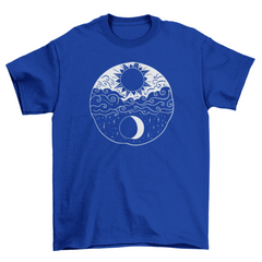 Artistic sun and moon t-shirt - Horizon Bliss