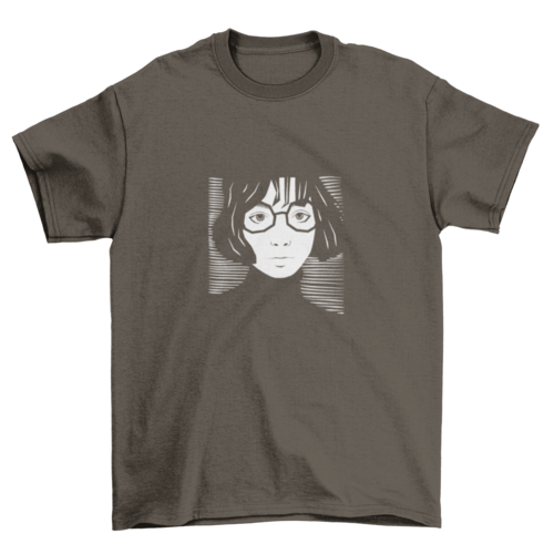 Girl with glasses striped t-shirt - Horizon Bliss