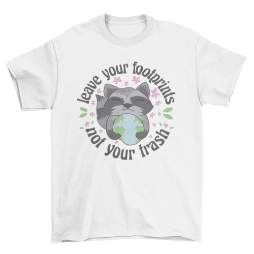 Raccoon with planet Earth t-shirt