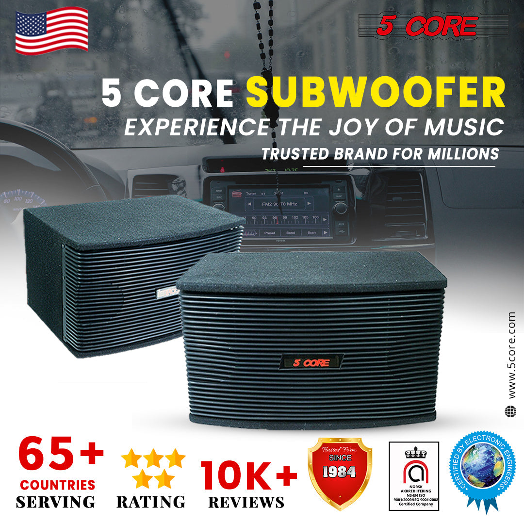 5Core Box Subwoofer for Car 1Pc Black 800W Peak Power 8 Inch Vented - Horizon Bliss