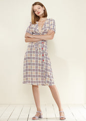 Women's Multi Check Button Down Slit Skirt in Multiplaid - Horizon Bliss