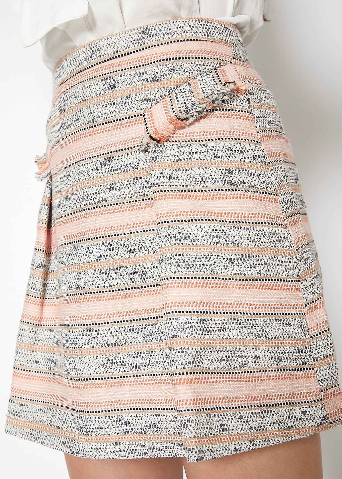 Pink Striped Tweed Mini Skirt - Horizon Bliss