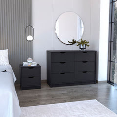 Bennett 2 Piece Bedroom Set, Nightstand + Dresser, Black Wengue Finish - Horizon Bliss