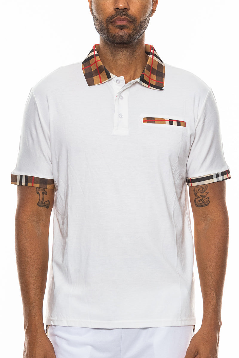 Checkered Detail Polo - Horizon Bliss