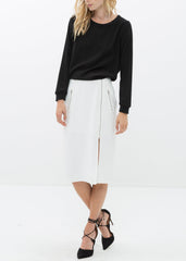 Women's Zip Up Slit Hem Midi Skirt - Horizon Bliss