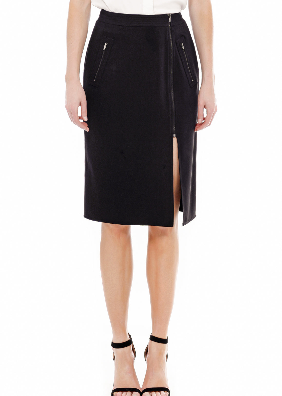 Women's Zip Up Slit Hem Midi Skirt - Horizon Bliss