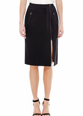 Women's Zip Up Slit Hem Midi Skirt - Horizon Bliss