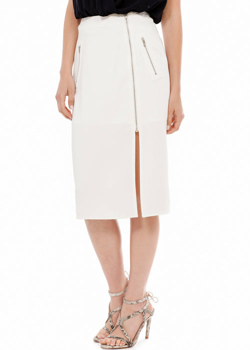 Women's Zip Up Slit Hem Midi Skirt - Horizon Bliss