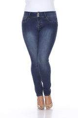 PS526-A-26 Plus Size Super Stretch Denim, Dark Blue - Size 26 - Horizon Bliss