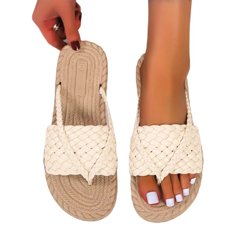 Weave Flats Women Clip Toe Slippers  Shoes Beach Dress Shallow - Horizon Bliss