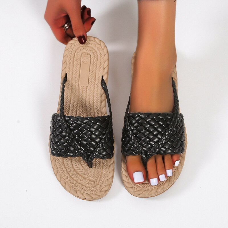 Weave Flats Women Clip Toe Slippers  Shoes Beach Dress Shallow - Horizon Bliss