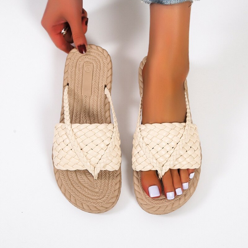 Weave Flats Women Clip Toe Slippers  Shoes Beach Dress Shallow - Horizon Bliss