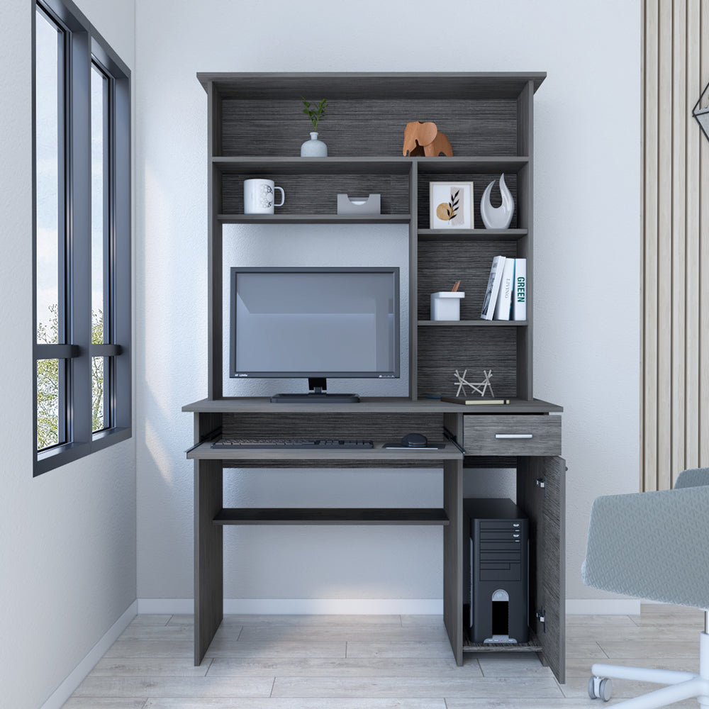 Computer Desk Acequia, Multiple Shelves, Smokey Oak Finish - Horizon Bliss