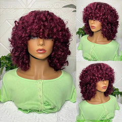 180% Density Rose Curly Short Bob Wig with Bangs Human Hair Brazilian - Horizon Bliss