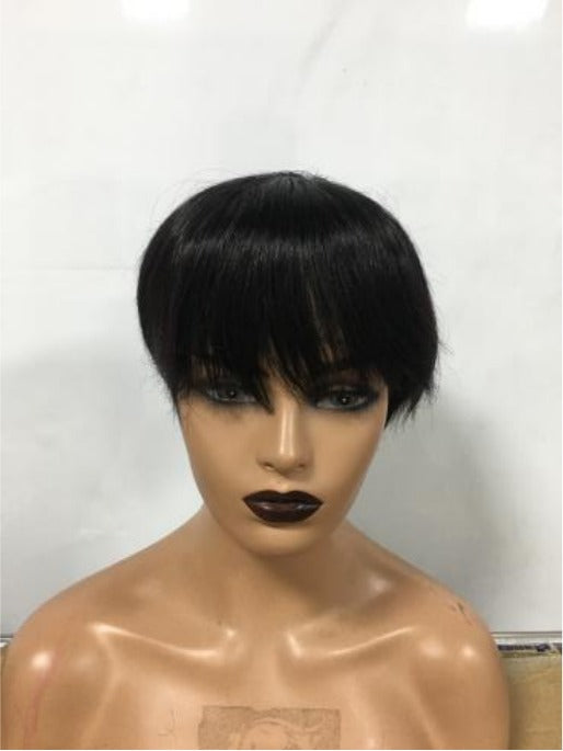 6inch #Burg Pixie Short Cut 100% Straight Human Hair Wig with Bangs Br - Horizon Bliss