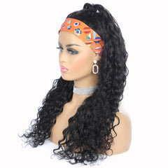 Headband Wig Water Wave Human Hair Scarf Wig No GLUE Easy Wear - Horizon Bliss