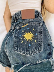 Casual High Waist Denim Short Pants Summer Button Wide Leg Short Jeans - Horizon Bliss