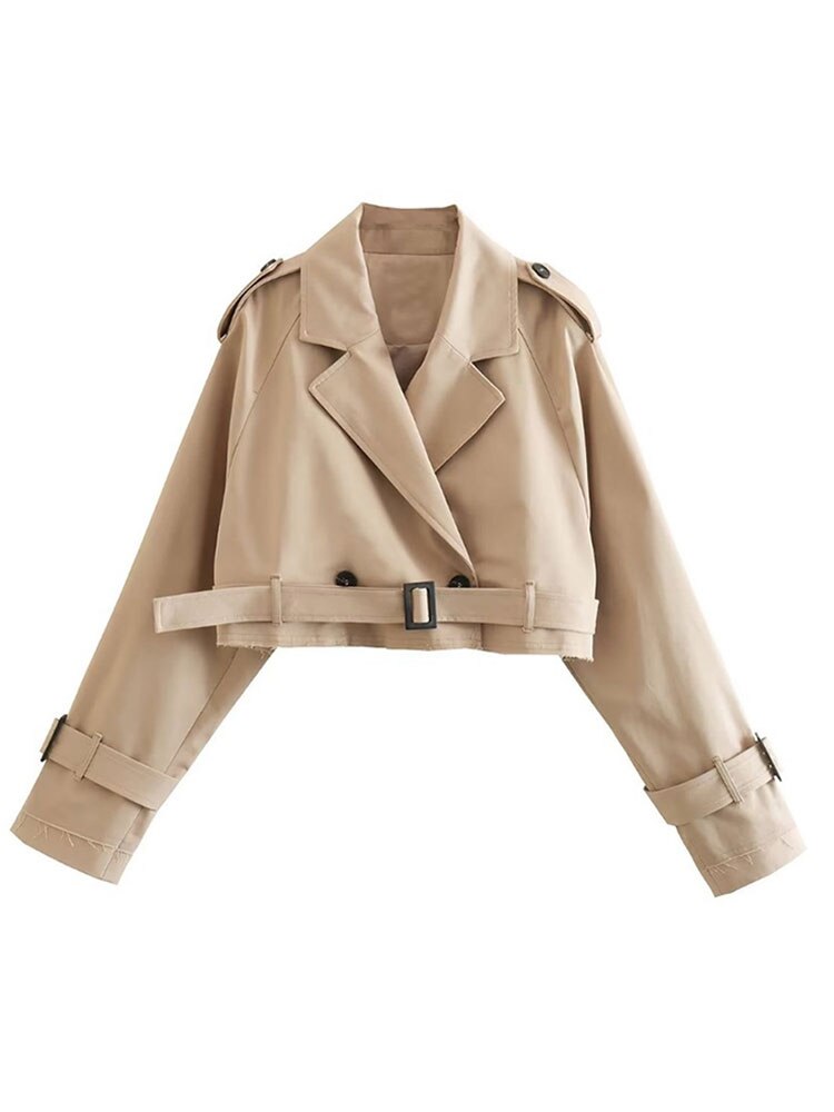 Women's Cropped Trench Coat - Horizon Bliss