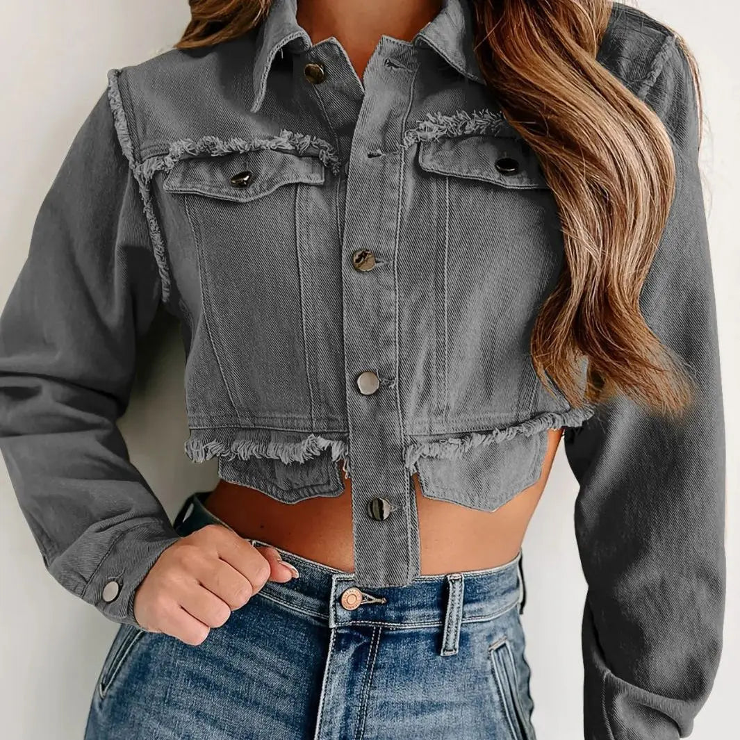 Denim Jackets Long Sleeve Tassel Outerwear Coat - Horizon Bliss