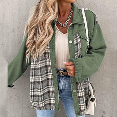 Denim Plaid Shirts Lapel Blouses and Tops - Horizon Bliss